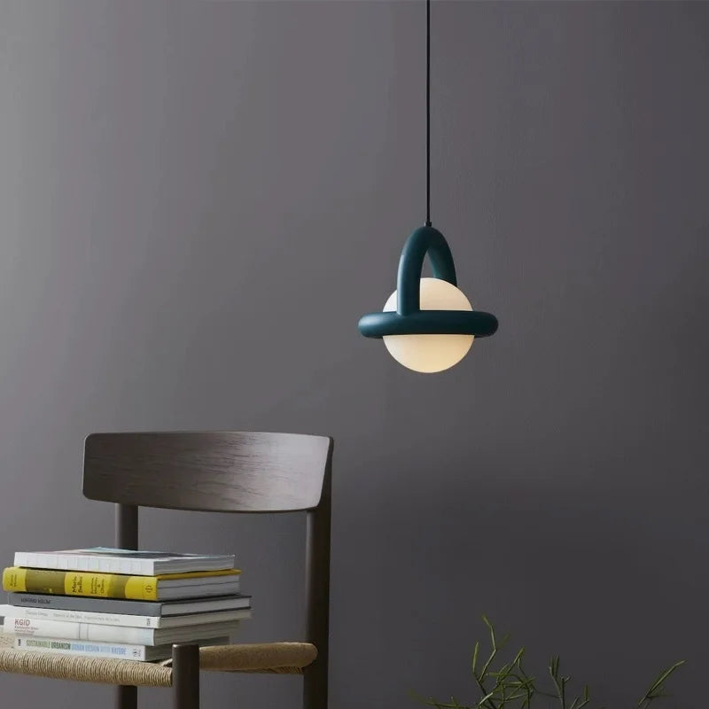Danish designer hanging lamp for bedroom bedside Nordic art chandelier with round ball-4