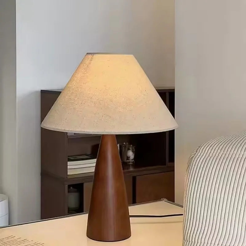 Linen Fabric Lampshade Solid Wood Table Lamp the Cotton Can Protect the Eyes and Are Used in Bedrooms and Hotels-6