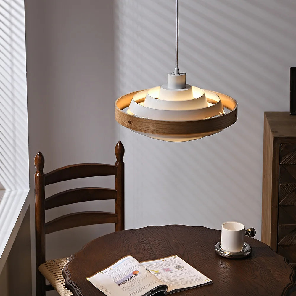 Nordic Modern Ceiling Pendant Light Fixture Single Cord Wood Drop Hanging Lamp in Kitchen Island Dining Table Bedside Restaurant-2