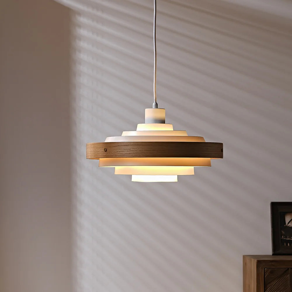 Nordic Modern Ceiling Pendant Light Fixture Single Cord Wood Drop Hanging Lamp in Kitchen Island Dining Table Bedside Restaurant-0