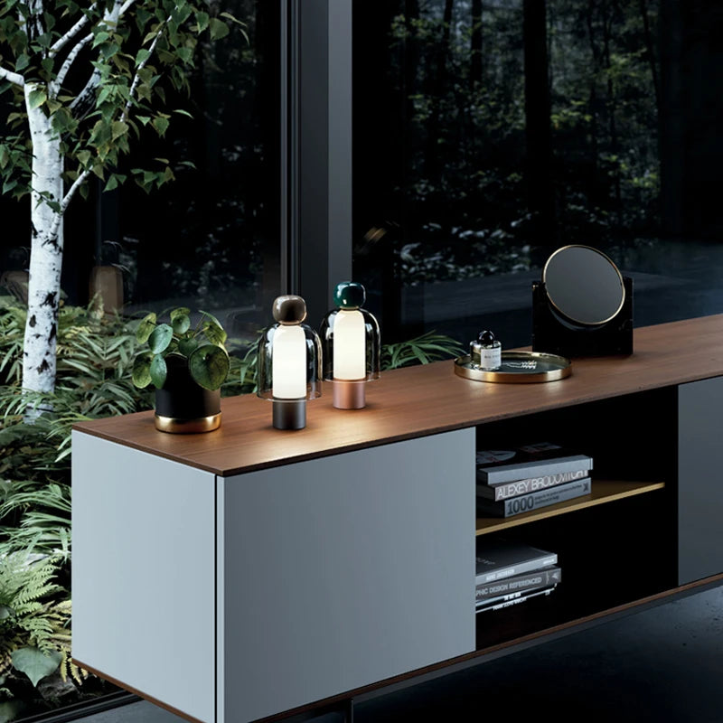 Art Design Restaurant Touch Control Modern Glass Table Lamps Bedroom Bedside Metal Rechargeable LED Table Lamp-3