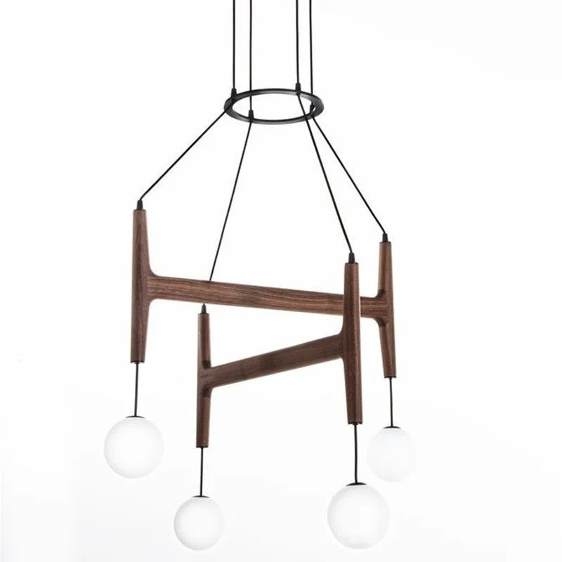Wabi-Sabi Style Retro Art Design Modern Post-Modern Solid Wood Chandelier B&B Creative Pendant Lamps for Restaurant Dining Table-1