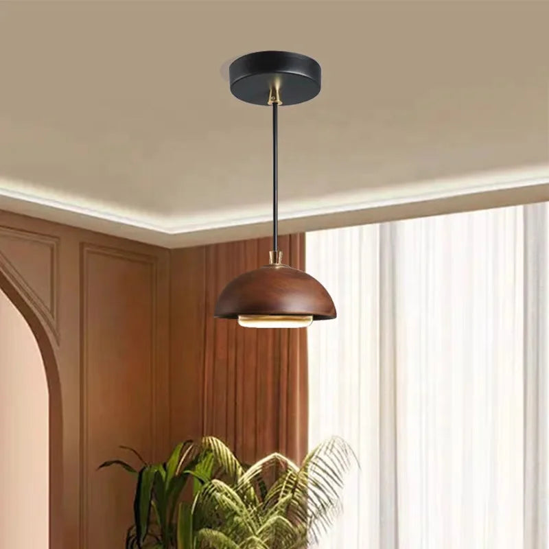 Simple and Modern Style LED Chandelier Wooden Art Living Room Bedroom Bedside Decoration Pendant Lamp Home Creative Light-3