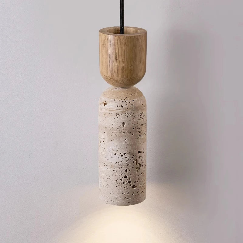 Natural Travertine Bedroom Bedside Chandelier Personality Art Decoration High-Grade Retro Iiftable Nordic Bar Pendant Lamp-3