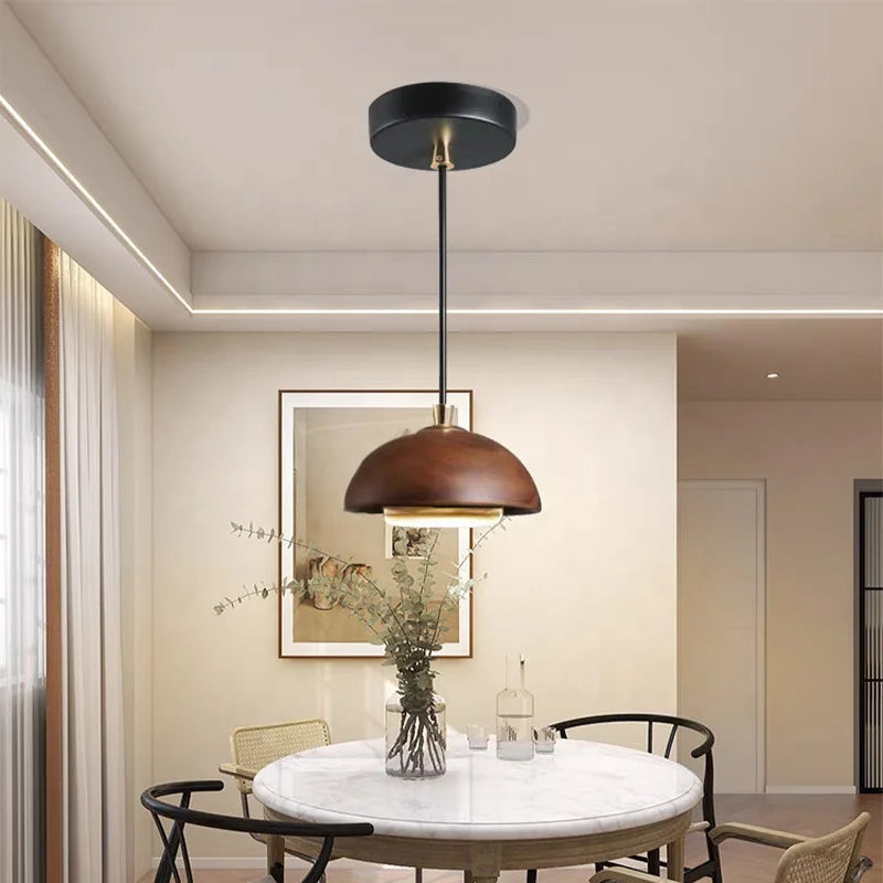 Simple and Modern Style LED Chandelier Wooden Art Living Room Bedroom Bedside Decoration Pendant Lamp Home Creative Light-5