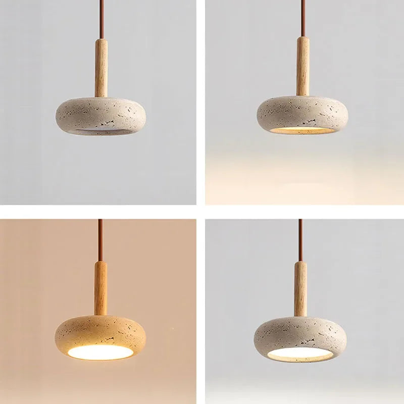 Wabi Sabi Travertine Pendant Light Led 6W Over Kitchen Island Dining Restaurant Bar Table Stone Bedside Hanging Lamp-3