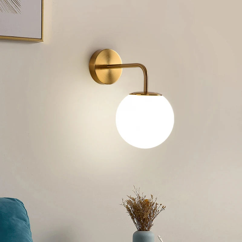 Led Wall Light Bedroom Bathroom Glass Lampshade Gold Fixture for Home Art Decor Modern Crystal Wall Mounted Lamp-3