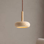 Wabi Sabi Travertine Pendant Light Led 6W Over Kitchen Island Dining Restaurant Bar Table Stone Bedside Hanging Lamp-0