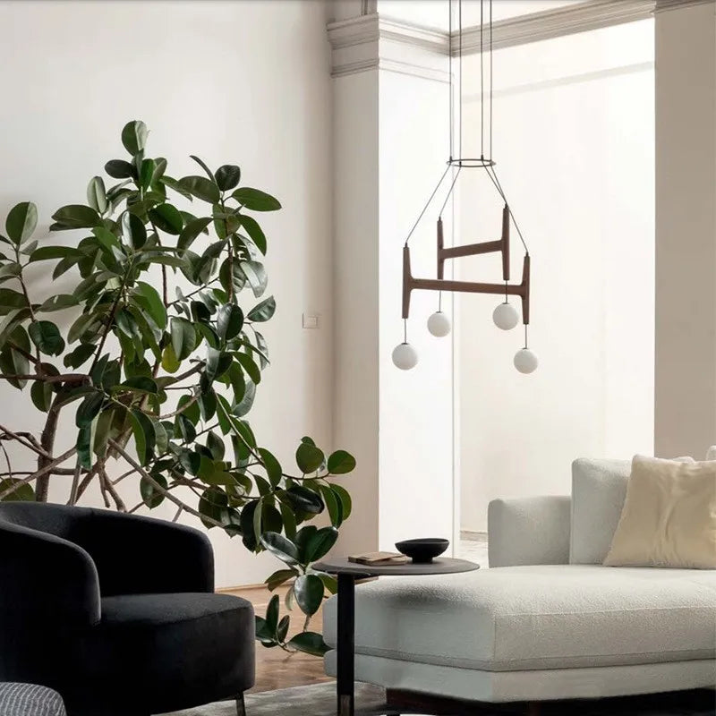 Wabi-Sabi Style Retro Art Design Modern Post-Modern Solid Wood Chandelier B&B Creative Pendant Lamps for Restaurant Dining Table-3