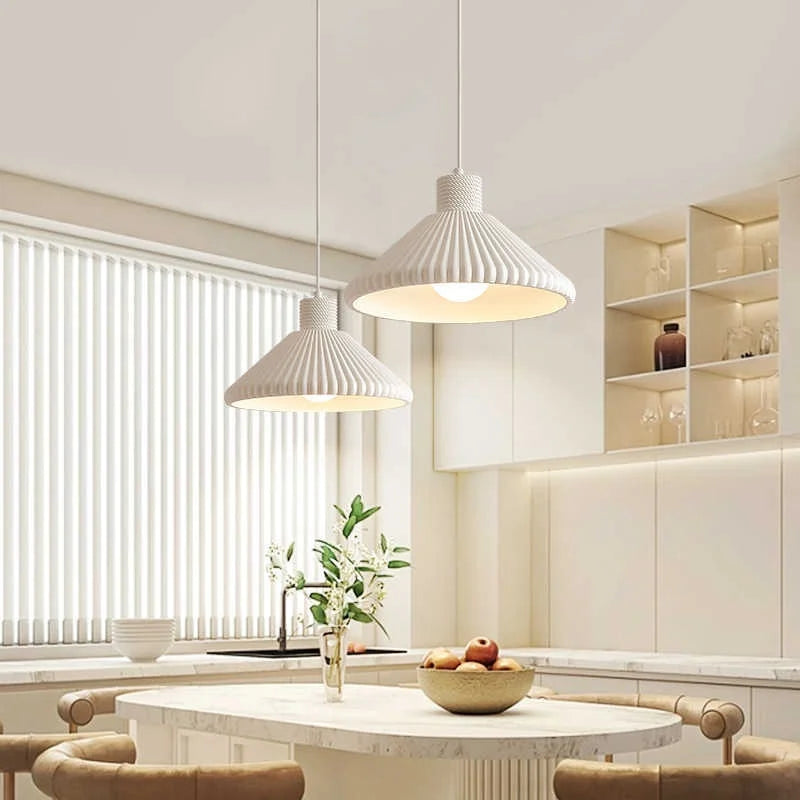 New Cream Japanese Retro French Dining Chandelier Simple Iron Style E26 Base Hanging Lamp for Kitchen Dining Home Office Stone-2