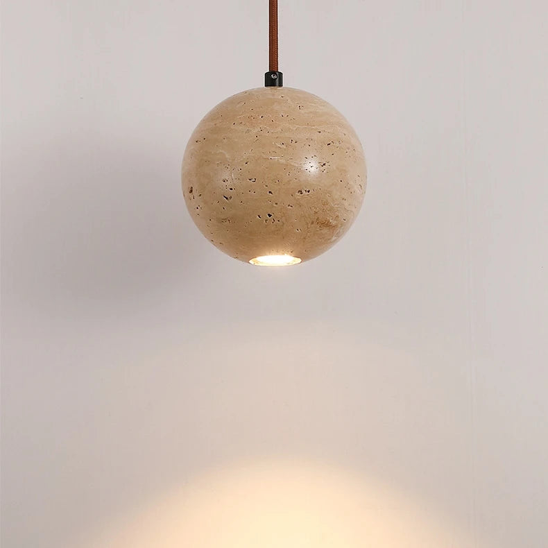 Wabi Sabi Round Ball Pendant Lamp Bedside Dining Table Hanging Lamp Travertine Pendant Light for Hotel Restaurant House Villa-3