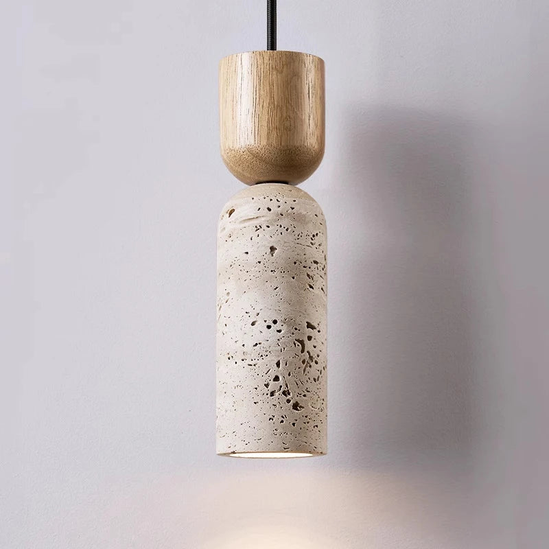 Natural Travertine Bedroom Bedside Chandelier Personality Art Decoration High-Grade Retro Iiftable Nordic Bar Pendant Lamp-1