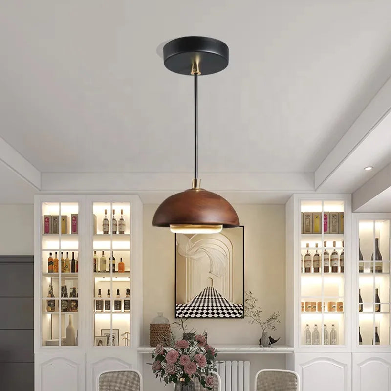 Simple and Modern Style LED Chandelier Wooden Art Living Room Bedroom Bedside Decoration Pendant Lamp Home Creative Light-4