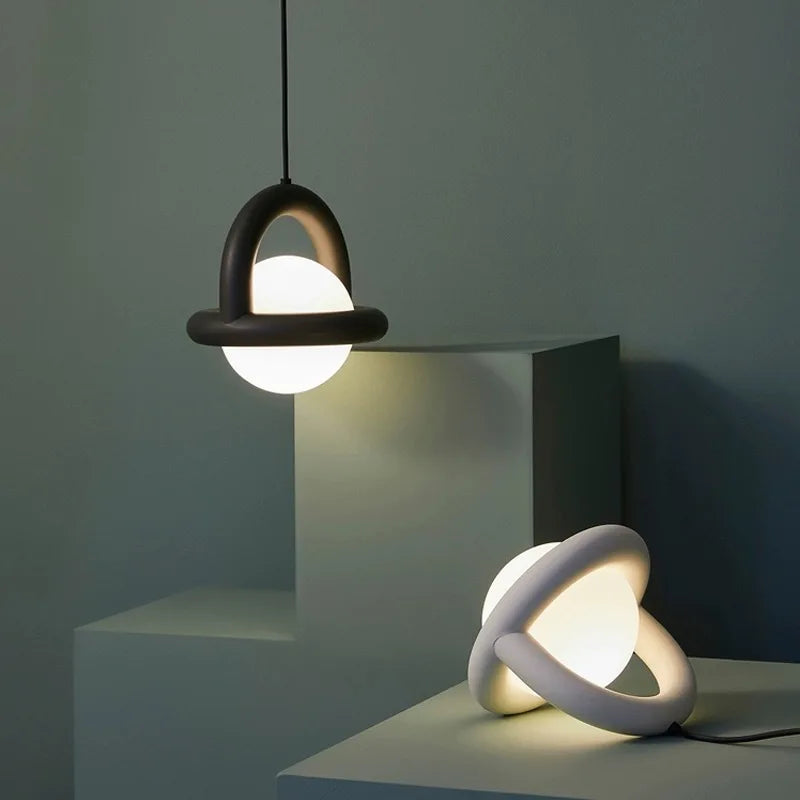 Danish designer hanging lamp for bedroom bedside Nordic art chandelier with round ball-0