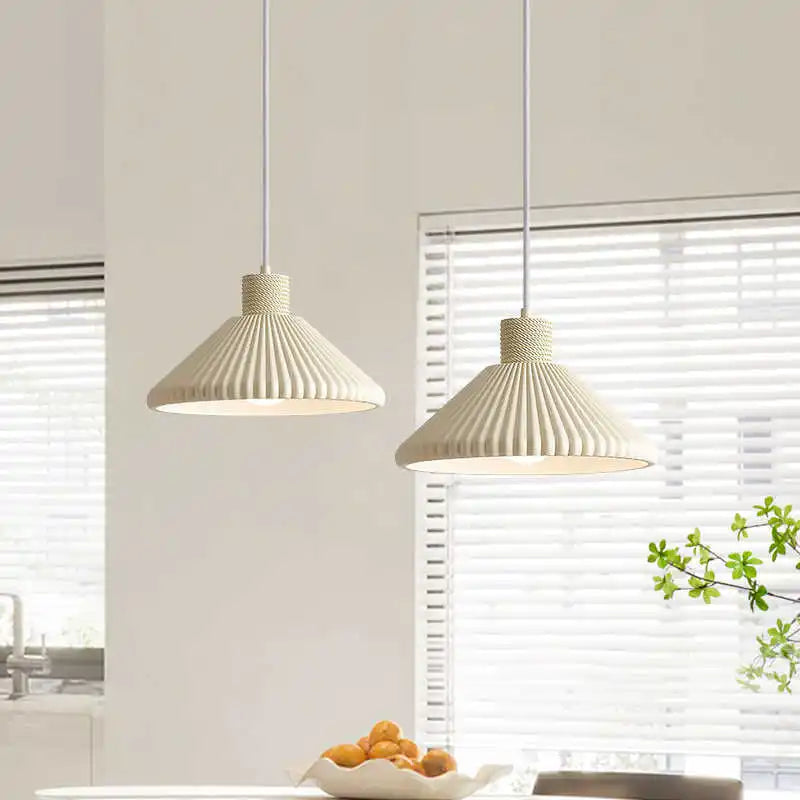 New Cream Japanese Retro French Dining Chandelier Simple Iron Style E26 Base Hanging Lamp for Kitchen Dining Home Office Stone-1