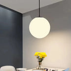 Modern Geometric White Glass Ball Pendant Lamp for Bar Restaurant Bedroom Bedside Decoration-6