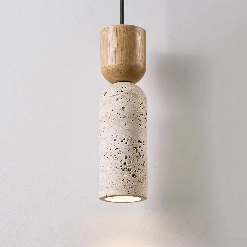 Natural Travertine Bedroom Bedside Chandelier Personality Art Decoration High-Grade Retro Iiftable Nordic Bar Pendant Lamp-0