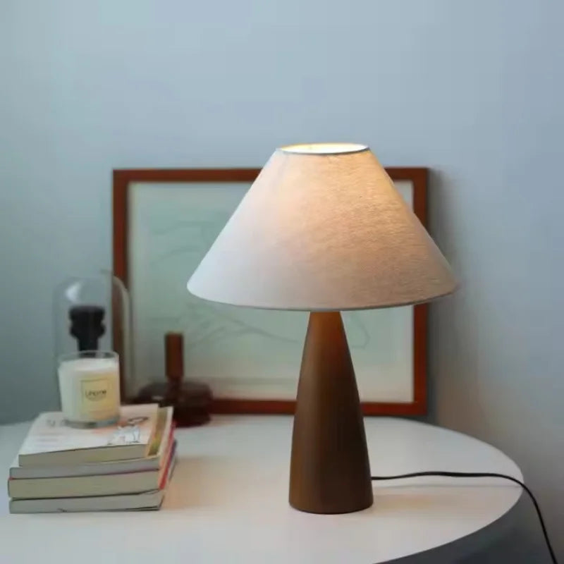 Linen Fabric Lampshade Solid Wood Table Lamp the Cotton Can Protect the Eyes and Are Used in Bedrooms and Hotels-4