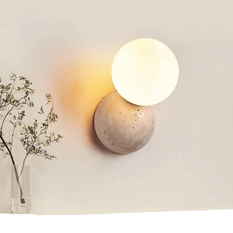 Travertine Wall Lamp Led Lamp for Bedside Background Wall Living Room Art Old Way Decoration Wall Light for Room Wabi Sabi-1