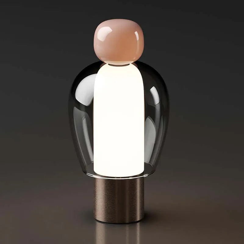 Art Design Restaurant Touch Control Modern Glass Table Lamps Bedroom Bedside Metal Rechargeable LED Table Lamp-4