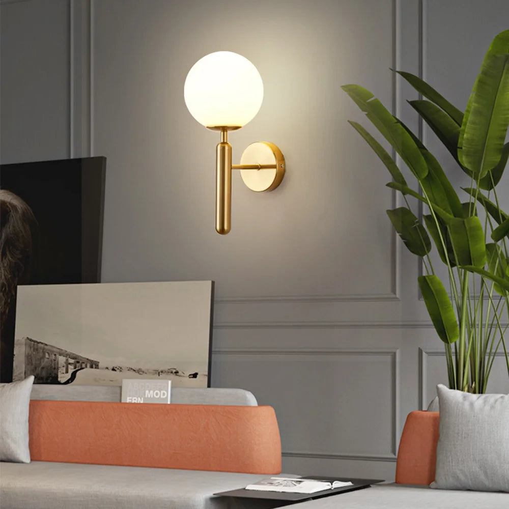Led Wall Light Bedroom Bathroom Glass Lampshade Gold Fixture for Home Art Decor Modern Crystal Wall Mounted Lamp-2