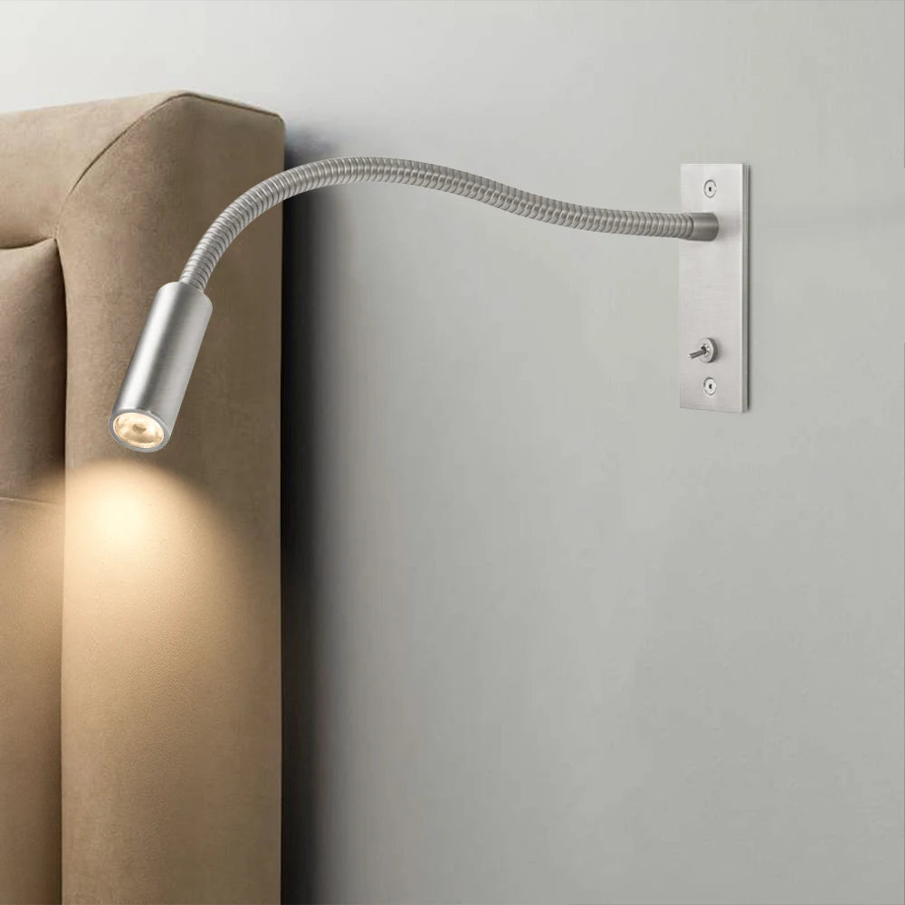 LED Gooseneck Reading Light Hotel Reading Light Headboard Hotel Bedside Reading Lamp Black Brass Wall Light Luxury-0