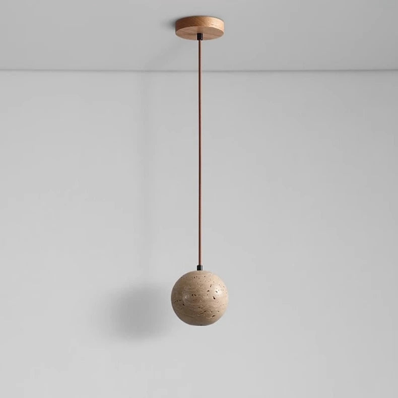 Wabi Sabi Round Ball Pendant Lamp Bedside Dining Table Hanging Lamp Travertine Pendant Light for Hotel Restaurant House Villa-5