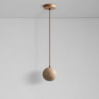 Wabi Sabi Round Ball Pendant Lamp Bedside Dining Table Hanging Lamp Travertine Pendant Light for Hotel Restaurant House Villa-5
