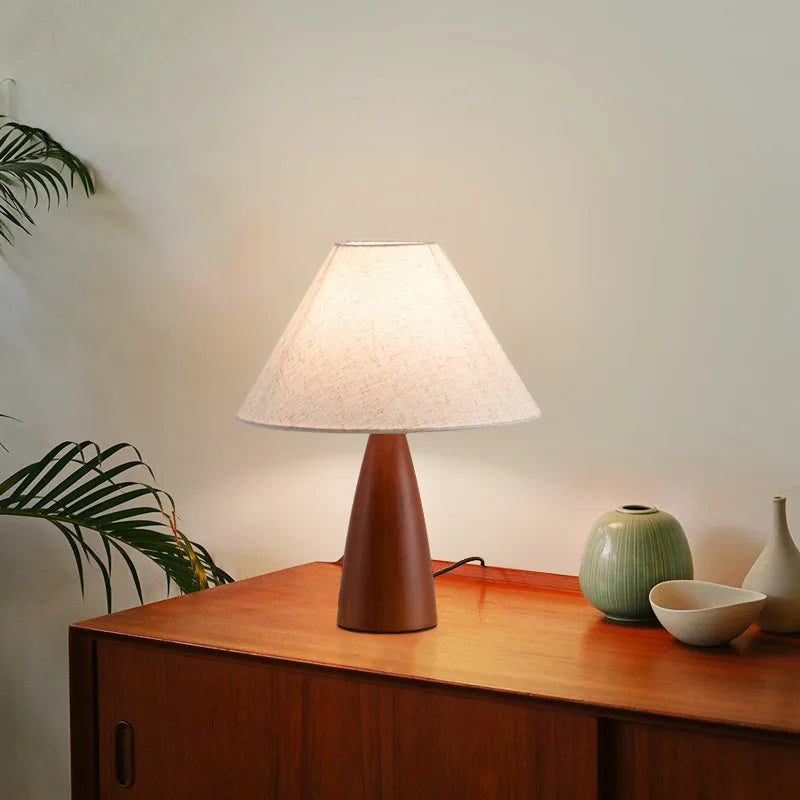 Linen Fabric Lampshade Solid Wood Table Lamp the Cotton Can Protect the Eyes and Are Used in Bedrooms and Hotels-5