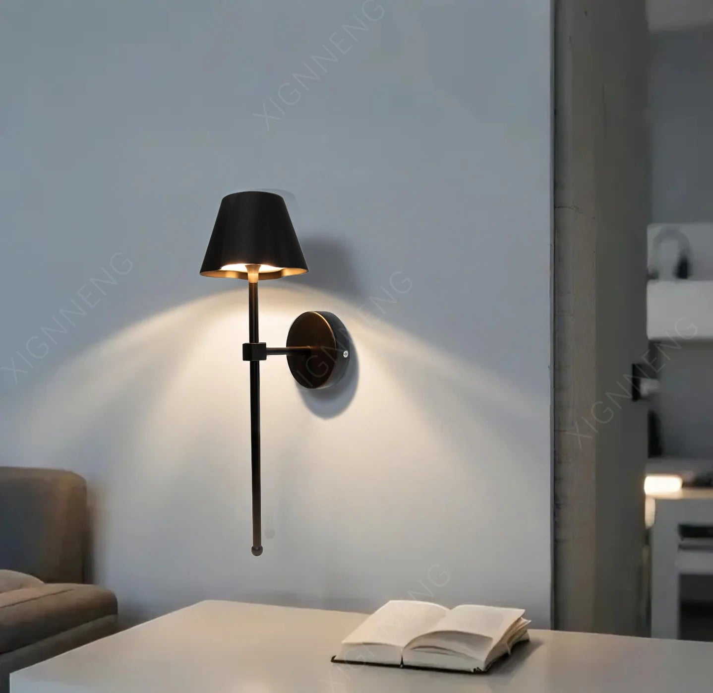 Luxury Wall Lamp Hotel bar Lounge Ambient Decor Wireless Rechargeable Indoor Modern LED Metal Wall Light Art Deco Wall Lamp-0