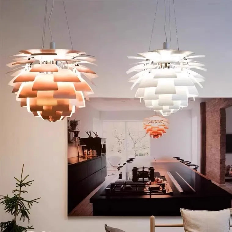 Nordic Style Pine Cone Chandelier for Restaurant Living Room Study Bedroom Villa Hotel-Danish Design E26 Base Art Lamps-2