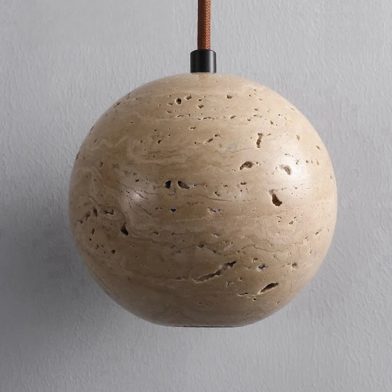 Wabi Sabi Round Ball Pendant Lamp Bedside Dining Table Hanging Lamp Travertine Pendant Light for Hotel Restaurant House Villa-4