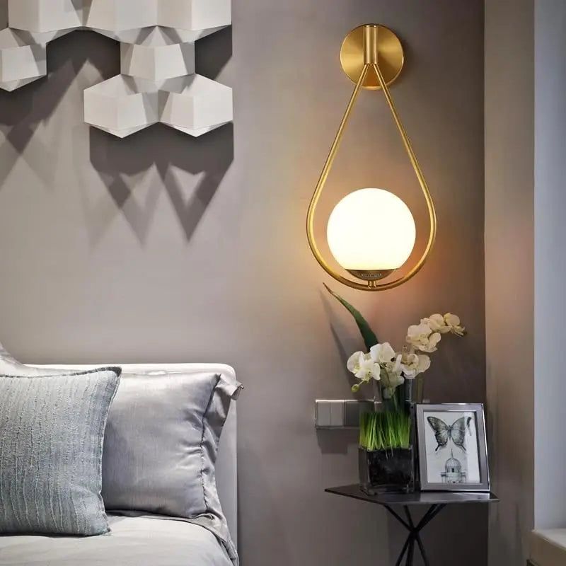 Led Wall Light Bedroom Bathroom Glass Lampshade Gold Fixture for Home Art Decor Modern Crystal Wall Mounted Lamp-1