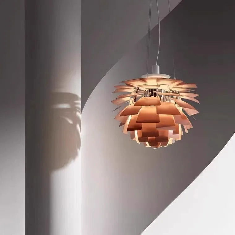 Nordic Style Pine Cone Chandelier for Restaurant Living Room Study Bedroom Villa Hotel-Danish Design E26 Base Art Lamps-1