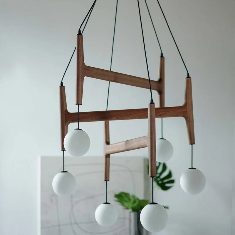 Wabi-Sabi Style Retro Art Design Modern Post-Modern Solid Wood Chandelier B&B Creative Pendant Lamps for Restaurant Dining Table-6