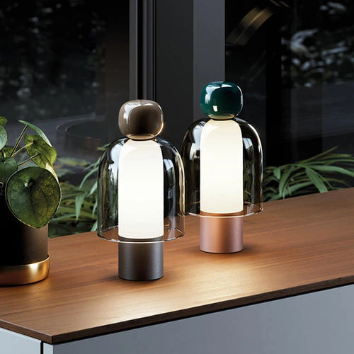 Art Design Restaurant Touch Control Modern Glass Table Lamps Bedroom Bedside Metal Rechargeable LED Table Lamp-1